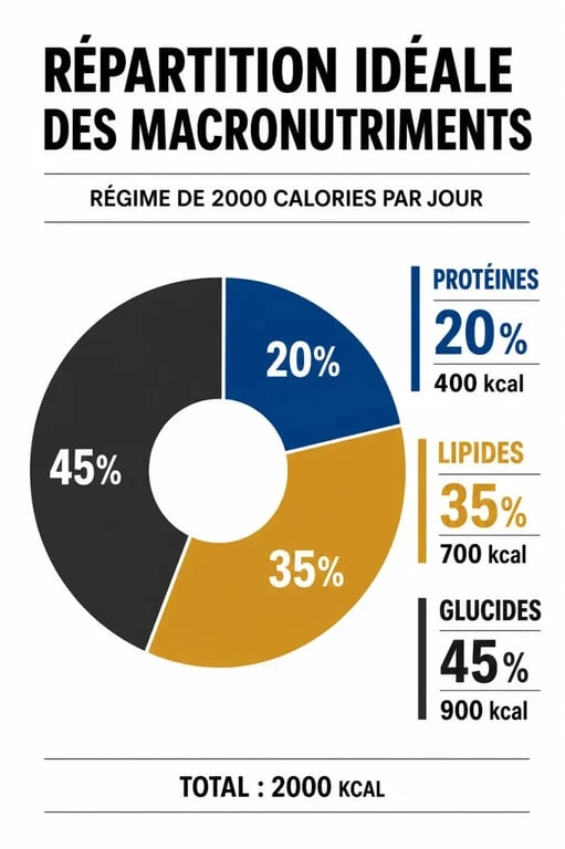 Répartition des macronutriments pour un régime de 2000 calories par jour