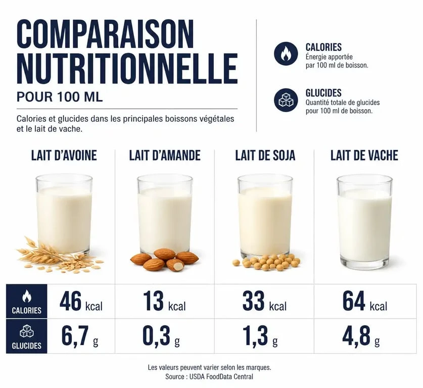 Comparaison nutritionnelle du lait d'avoine pour maigrir par rapport aux autres laits végétaux et animaux