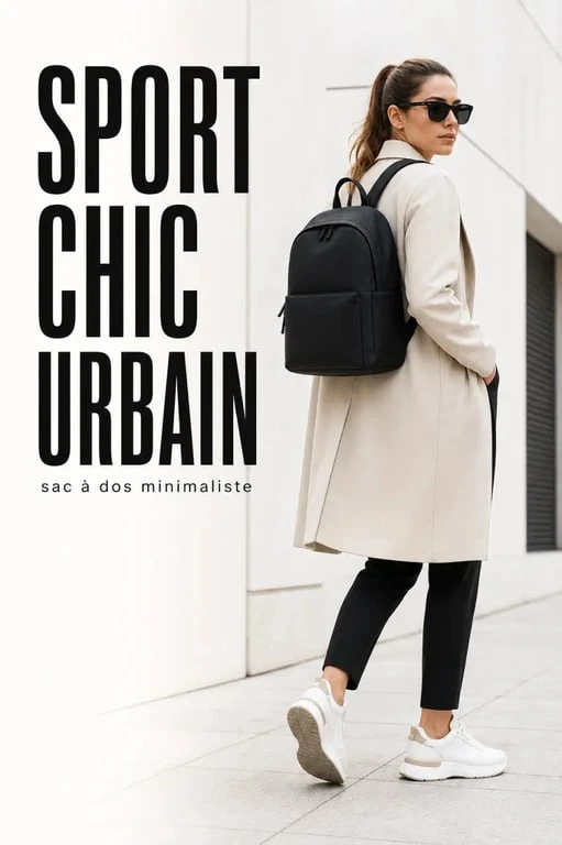 Femme portant un sac à dos femme sport chic dans un environnement urbain