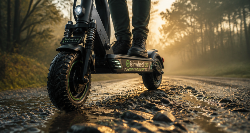 isinwheel avis trottinette électrique sur route humide