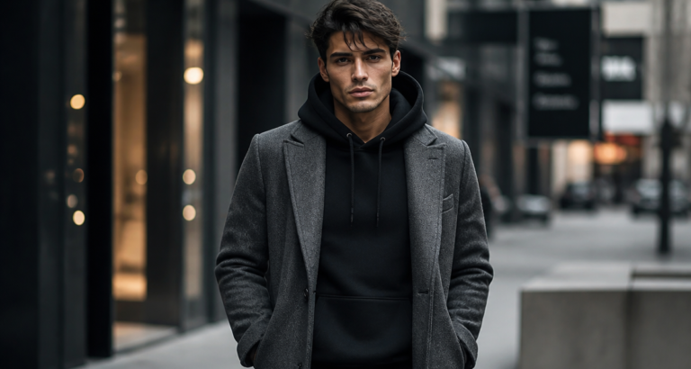 Sweat à capuche noir pour homme : 3 coupes et 4 astuces pour un style impeccable sweat a capuche noir homme élégant urbain