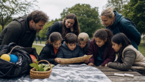 Activité extérieur en parc : enfants et adultes, selon âge, météo et énergie
