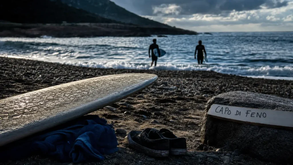 Corse surf à Capo di Feno, surfeurs et houle méditerranéenne