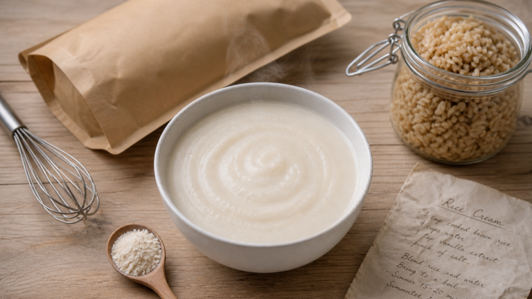 Crème de riz Nutrimuscle : performance énergétique et digestibilité pour sportifs Crème de riz nutrimuscle dans un bol, énergie et digestibilité pour sportifs
