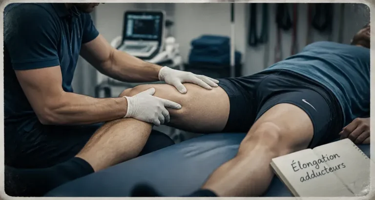 Douleur à l’aine après un sprint : reconnaître une élongation des adducteurs et reprendre en 4 à 8 semaines elongation adducteur : douleur à l’aine après sprint, examen kinésithérapie