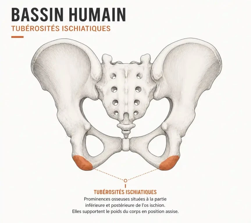 Schéma anatomique des ischions et du bassin humain