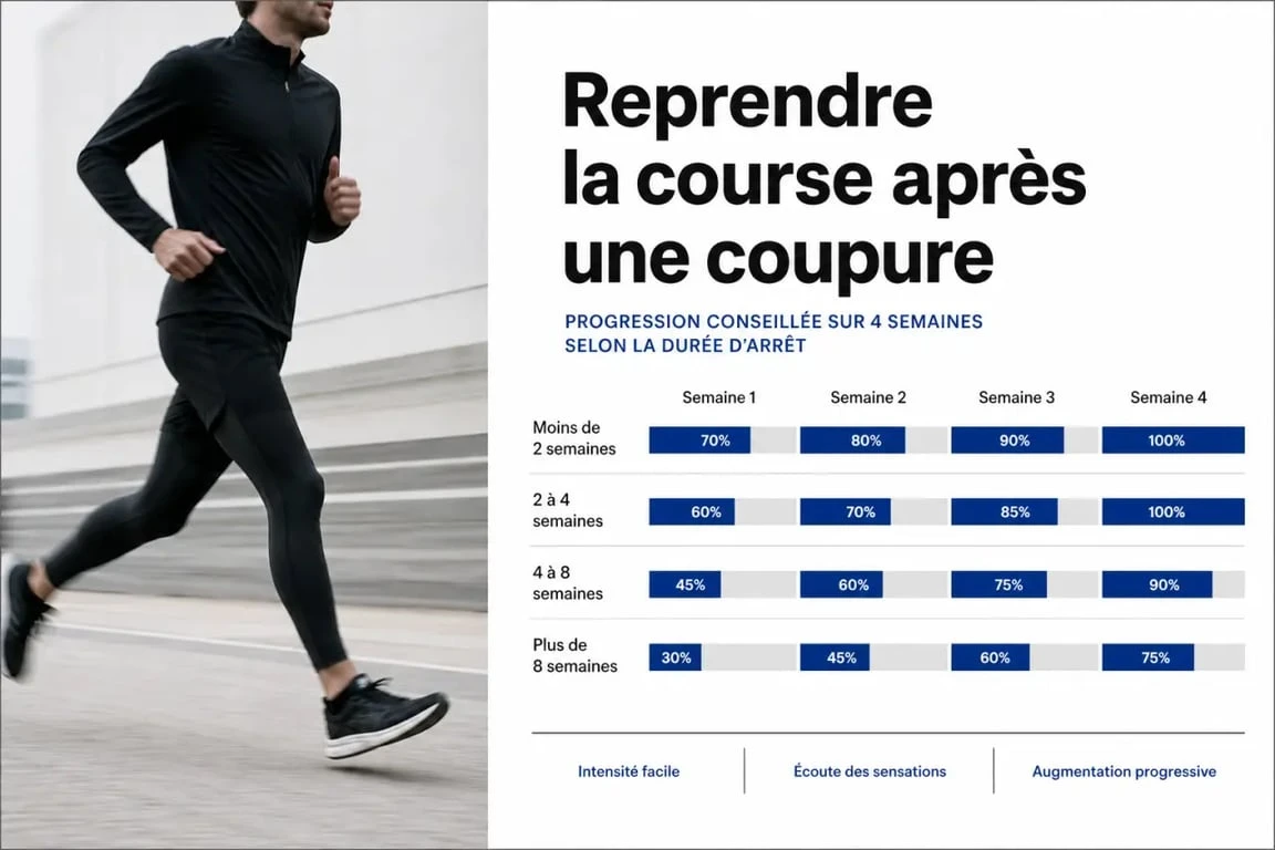 Programme reprise course à pied pdf : tableau éditorial de reprise progressive selon la durée d’arrêt
