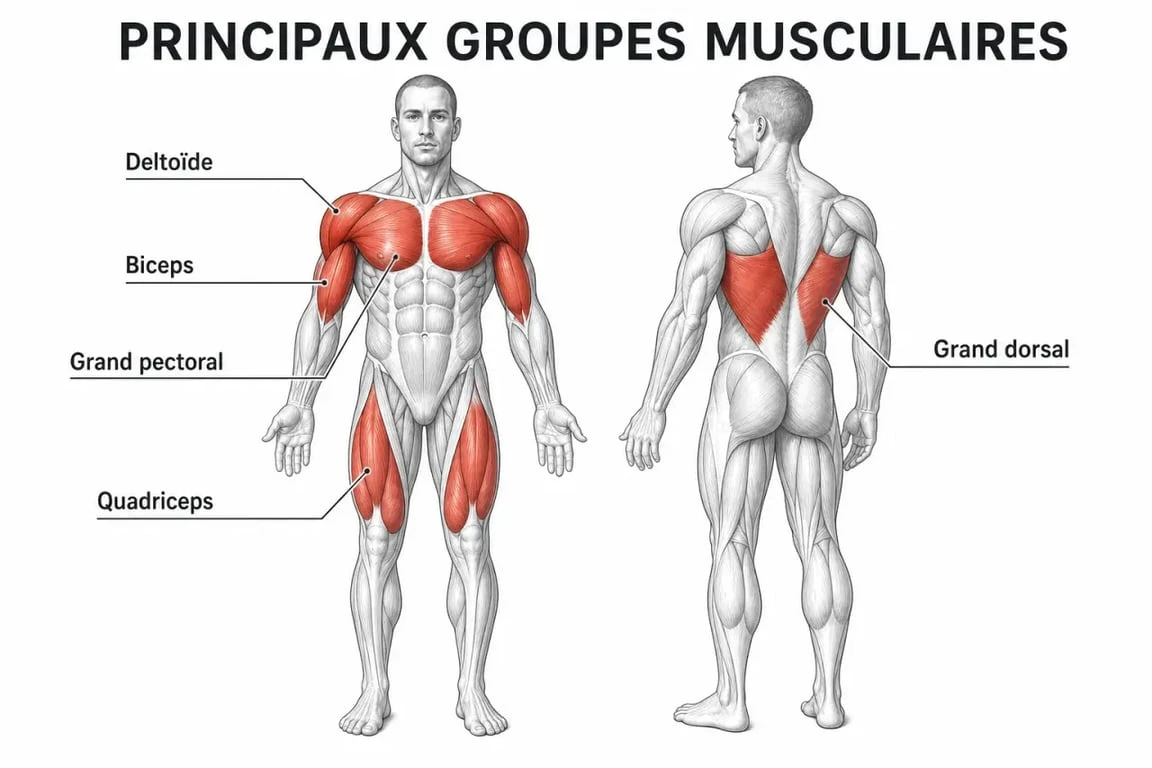 Schéma des muscles du corps humain pour l'étude de l'anatomie