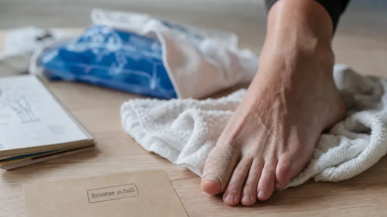 Entorse orteil : orteil strappé et glace pour douleur et gonflement