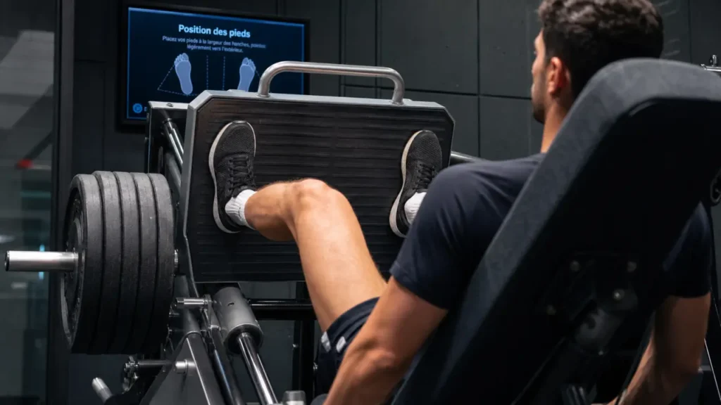 Position pieds presse : muscles travaillés à la presse à cuisses