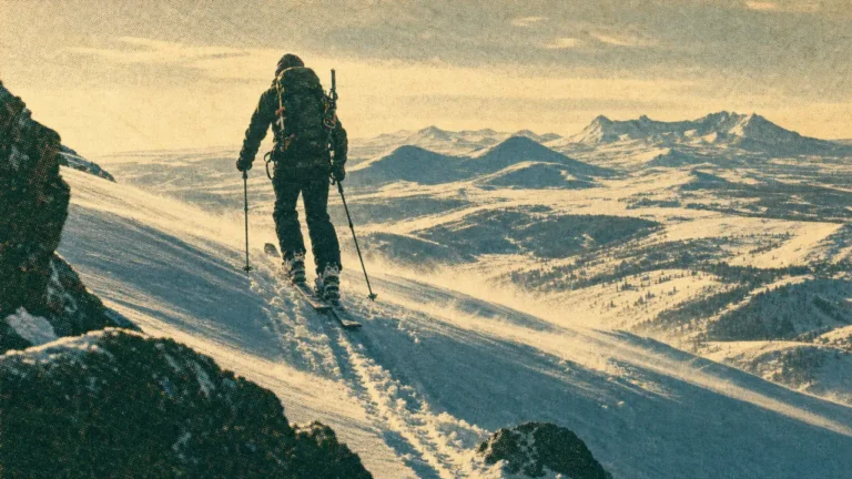 Ski de randonnée auvergne : skieur dans la neige poudreuse, Auvergne et volcans