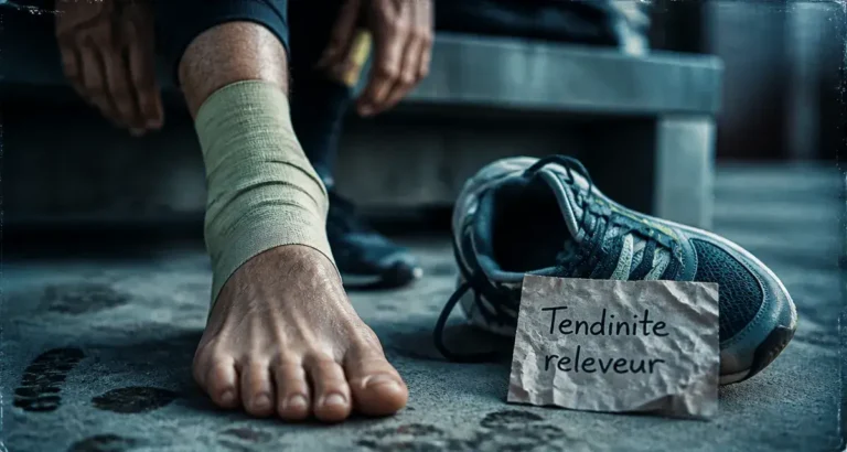 Douleur au cou-de-pied à la course : reconnaître et soulager une tendinite du releveur du pied Tendinite releveur du pied : douleur au cou-de-pied à la course, pied avec compression