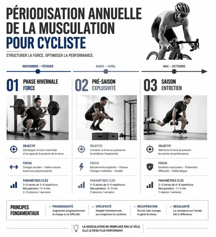 Infographie périodisation musculation et cyclisme pour améliorer la performance