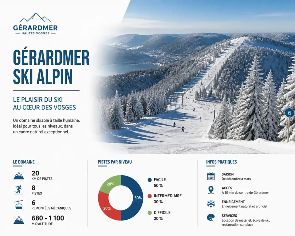 Pistes de ski alpin à la station de Gérardmer dans les Vosges