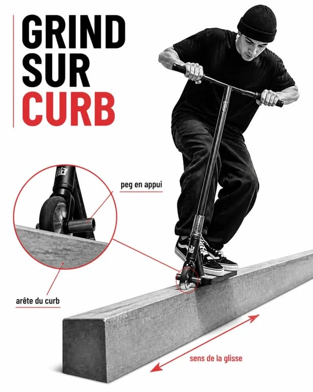 Pegs trottinette freestyle en action sur un grind street
