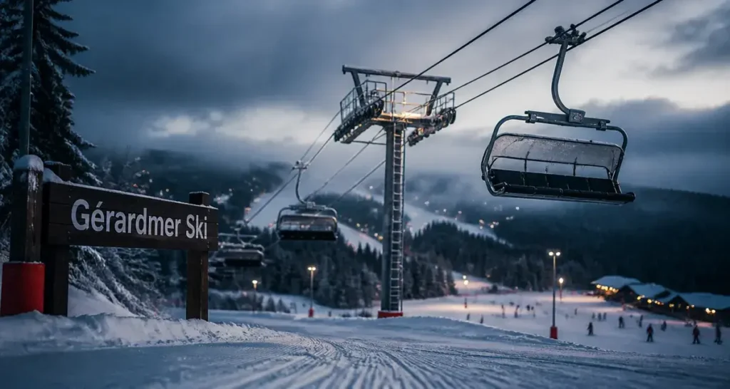 Gérardmer ski alpin : télésiège sur pistes enneigées