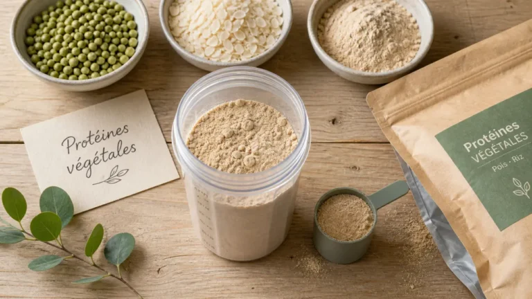 Meilleures protéines végétales musculation : pois-riz, soja ou chanvre en poudre en shaker