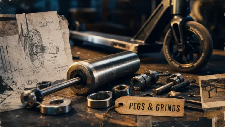 Pegs trottinette freestyle : axe, entretoises et compatibilité