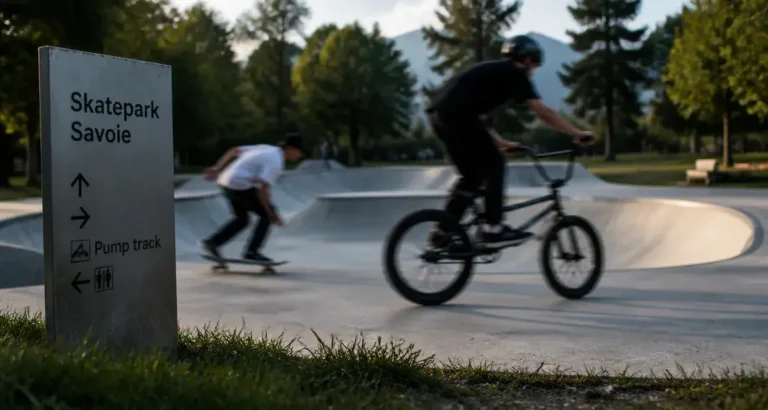 Skate park aix les bains, skatepark béton et pump track été 2025