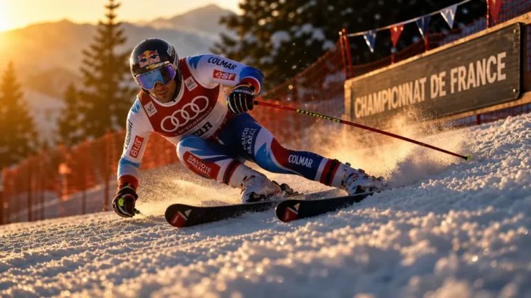 Championnat de france ski alpin 2025 : skieur sur la piste du Roc de Fer à Méribel