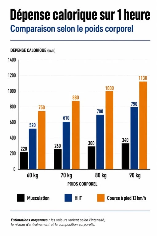Comparatif des calories brûlées en musculation, HIIT et course à pied pour optimiser sa perte de poids