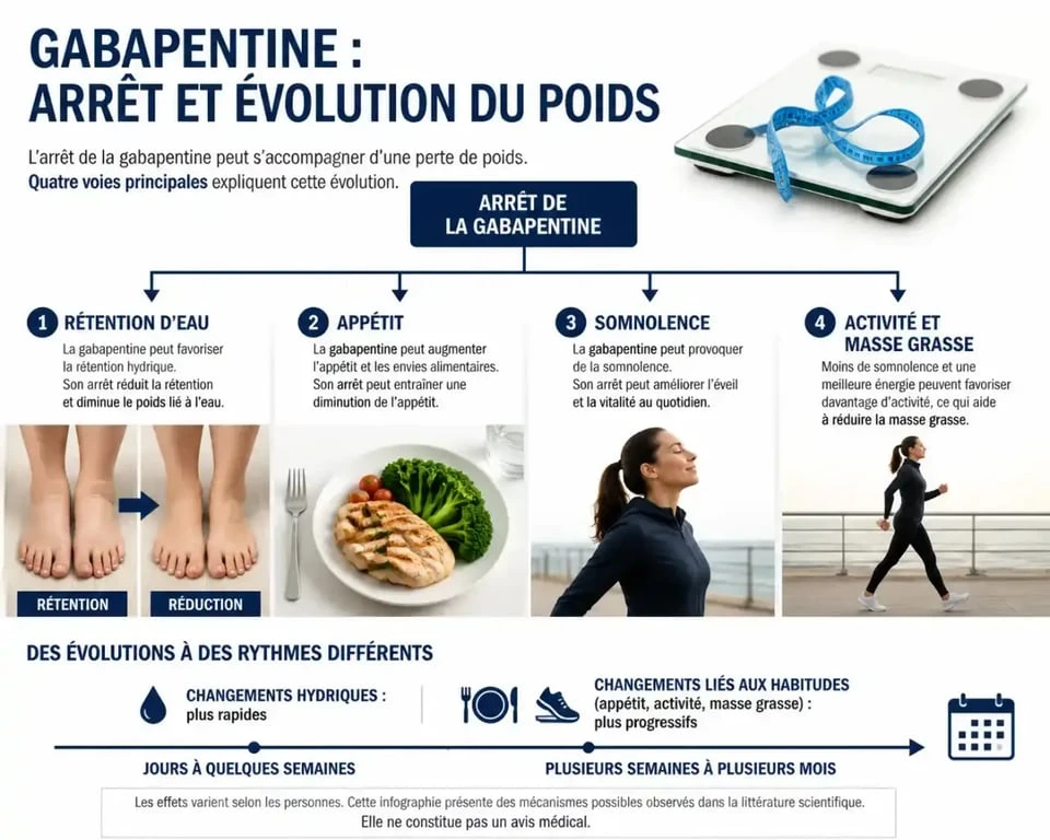 Arrêt gabapentine et perte de poids : mécanismes possibles et évolution du poids