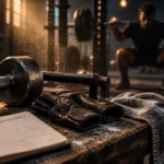Exercices polyarticulaires : haltère et squat en salle de sport