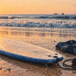Planche de surf débutant stable et volumineuse sur sable