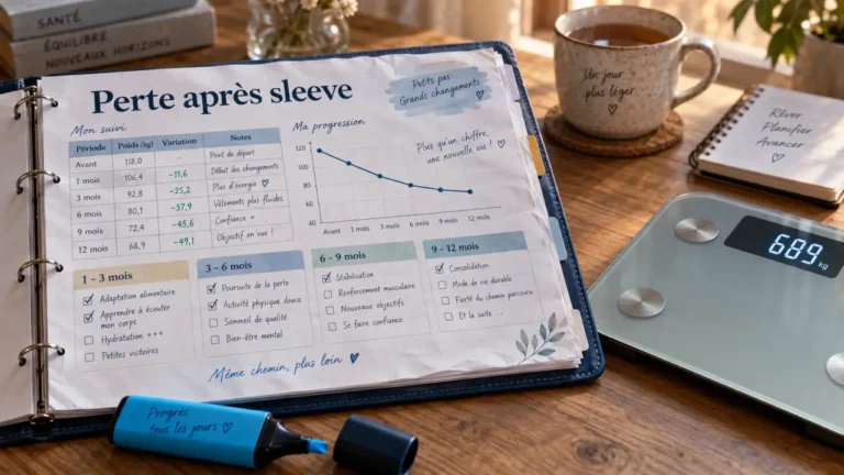 Tableau perte de poids après sleeve : repères à 12, 18 et 24 mois