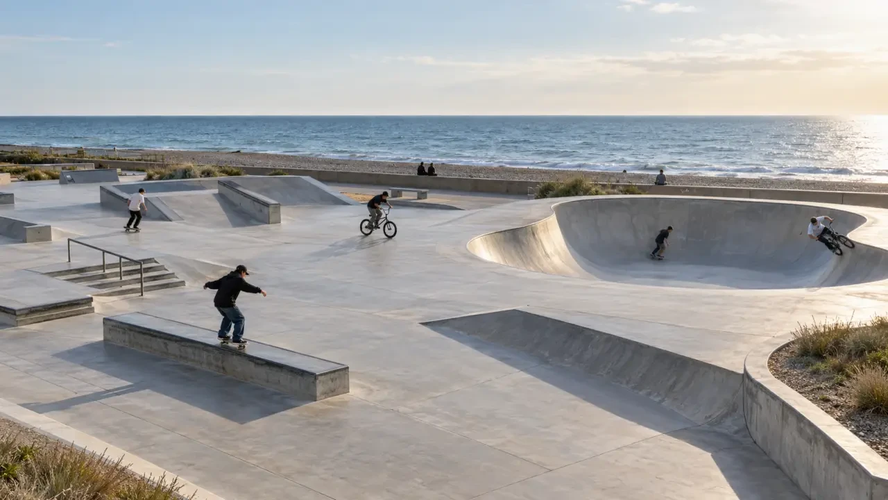 Skatepark du Havre boulevard Albert 1er avec aire de street et bowl