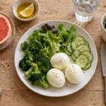 Régime aux oeufs durs : assiette avec œufs durs et légumes