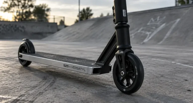 Trottinette freestyle s2s 2,94 kg sur béton de skatepark